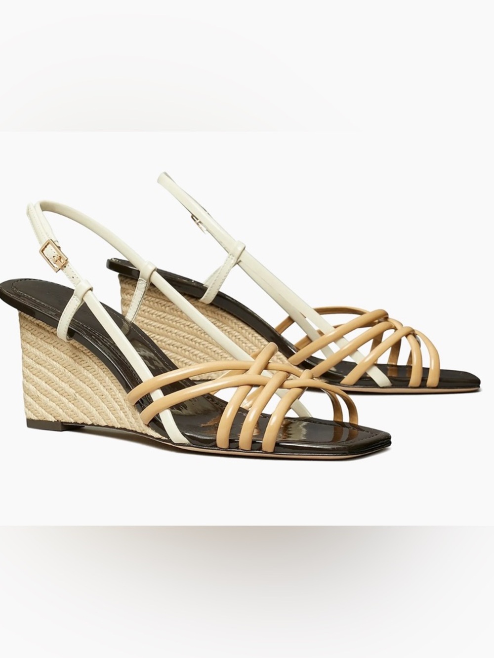 New Tory Burch Multi Strap 75MM Wedge Sandals size 7